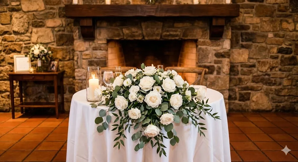 Tavolo sposi camino