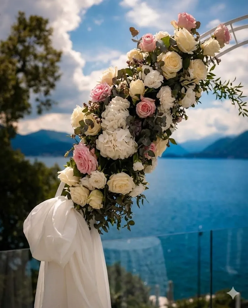 Close-up fiori arco matrimonio